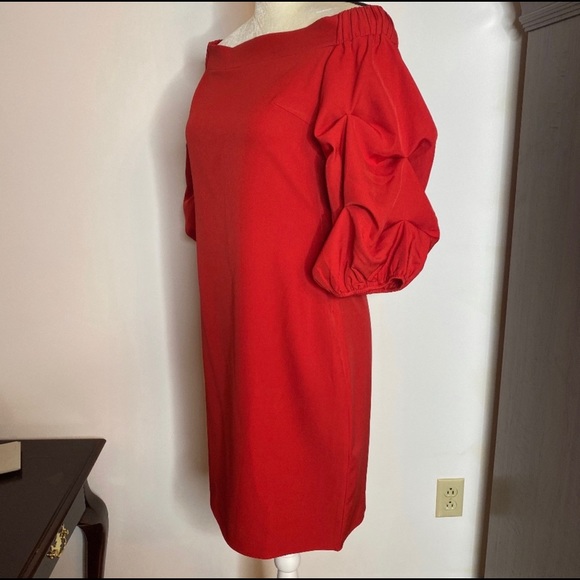 NWT GRACIA RED PUFF SLEEVE DRESS - Picture 3 of 5